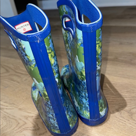 Hunter Kids Green and Blue Patterned Rain Boots - Picture 4 of 7